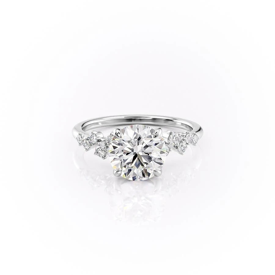 1.60 CT Round Cut Cluster Style Moissanite Engagement Ring