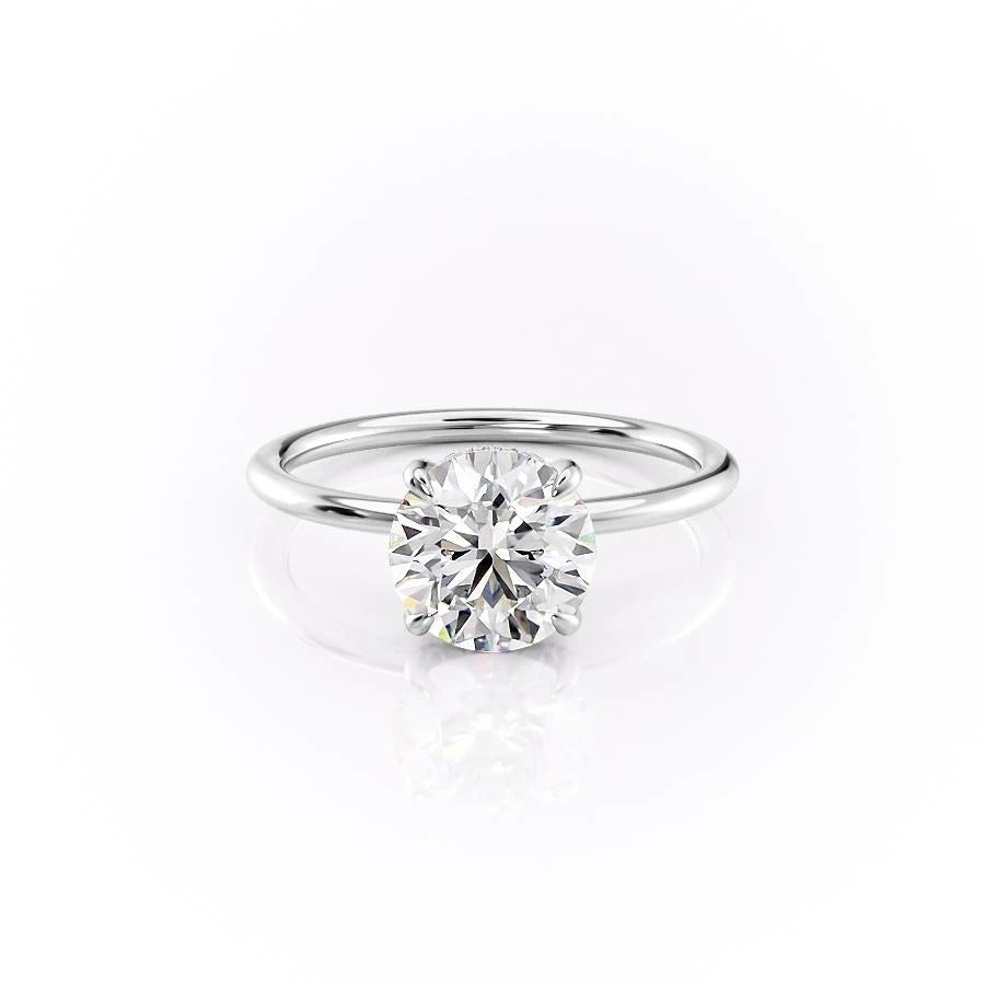 1.60 CT Round Cut Solitaire Hidden Halo Moissanite Engagement Ring