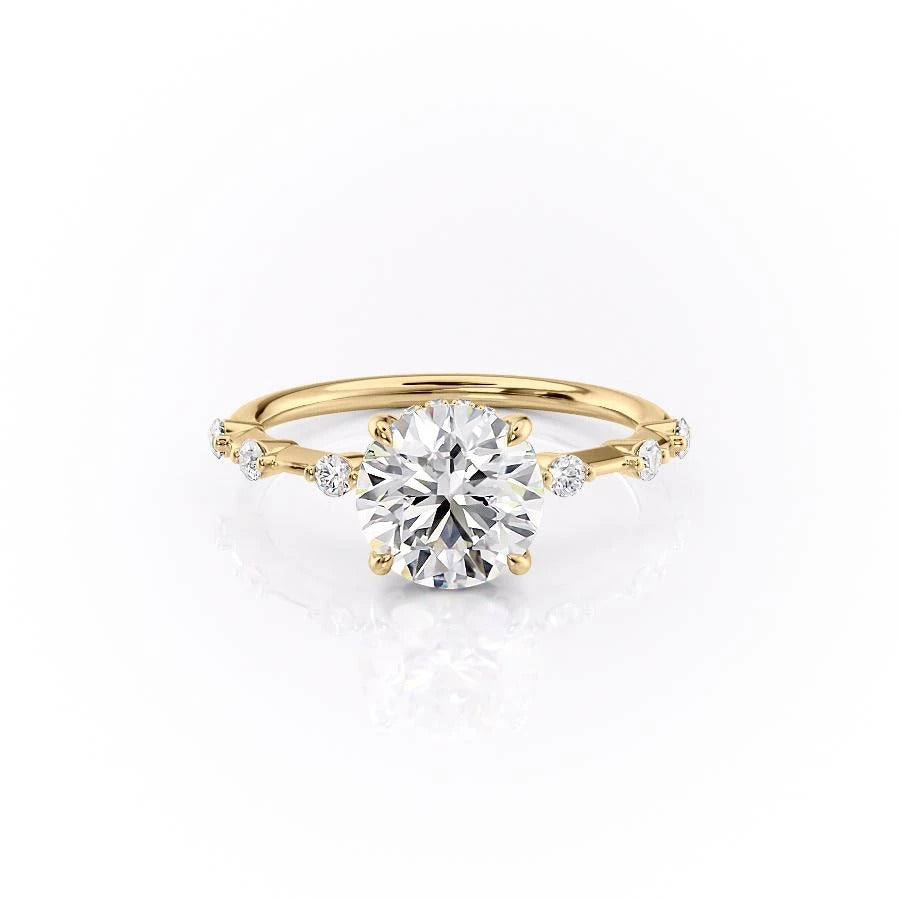 1.60 CT Round Cut Solitaire Dainty Pave Moissanite Engagement Ring