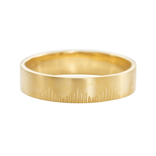 Classic Men's Wedding Band With Linear Mountains