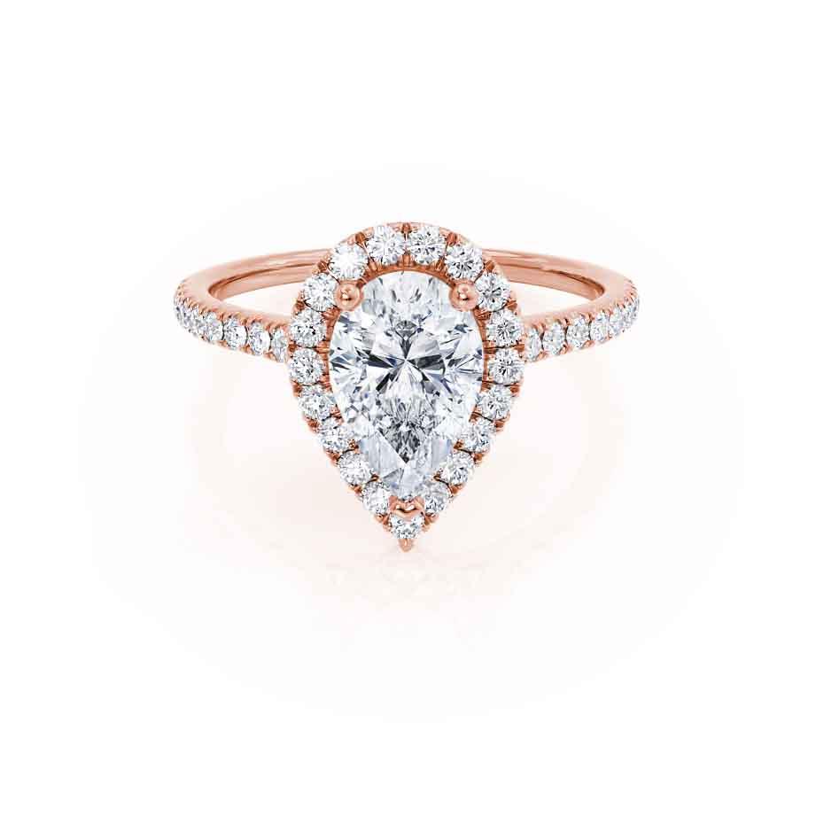 0.94 CT Pear Shaped Moissanite Halo Style Engagement Ring