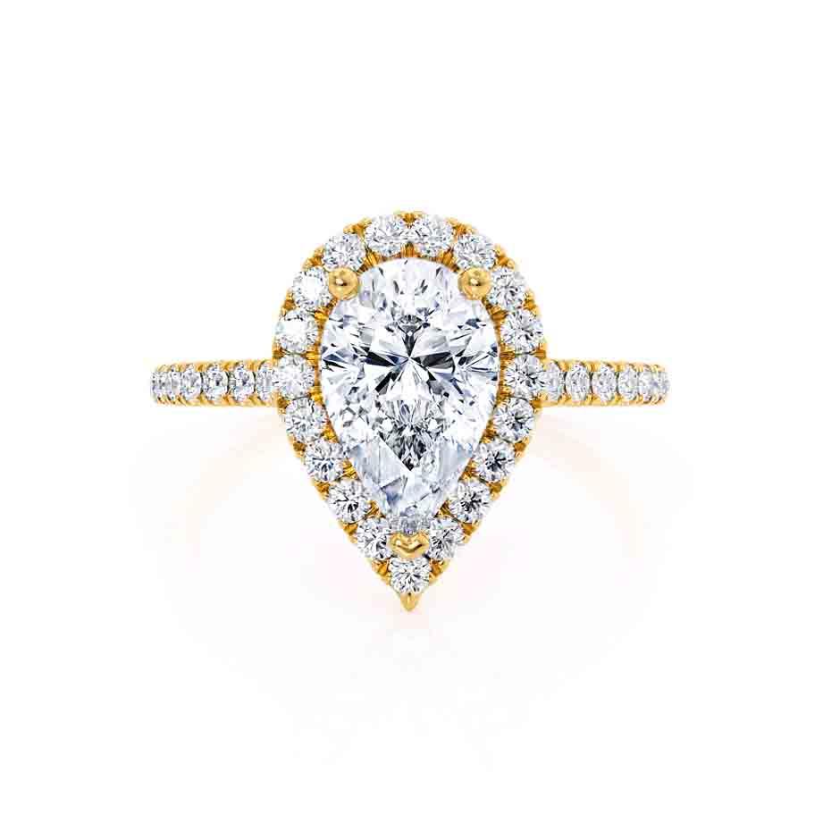 0.94 CT Pear Shaped Moissanite Halo Style Engagement Ring