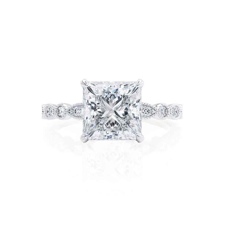 1.50 CT Princess Shaped Moissanite Solitaire Engagement Ring