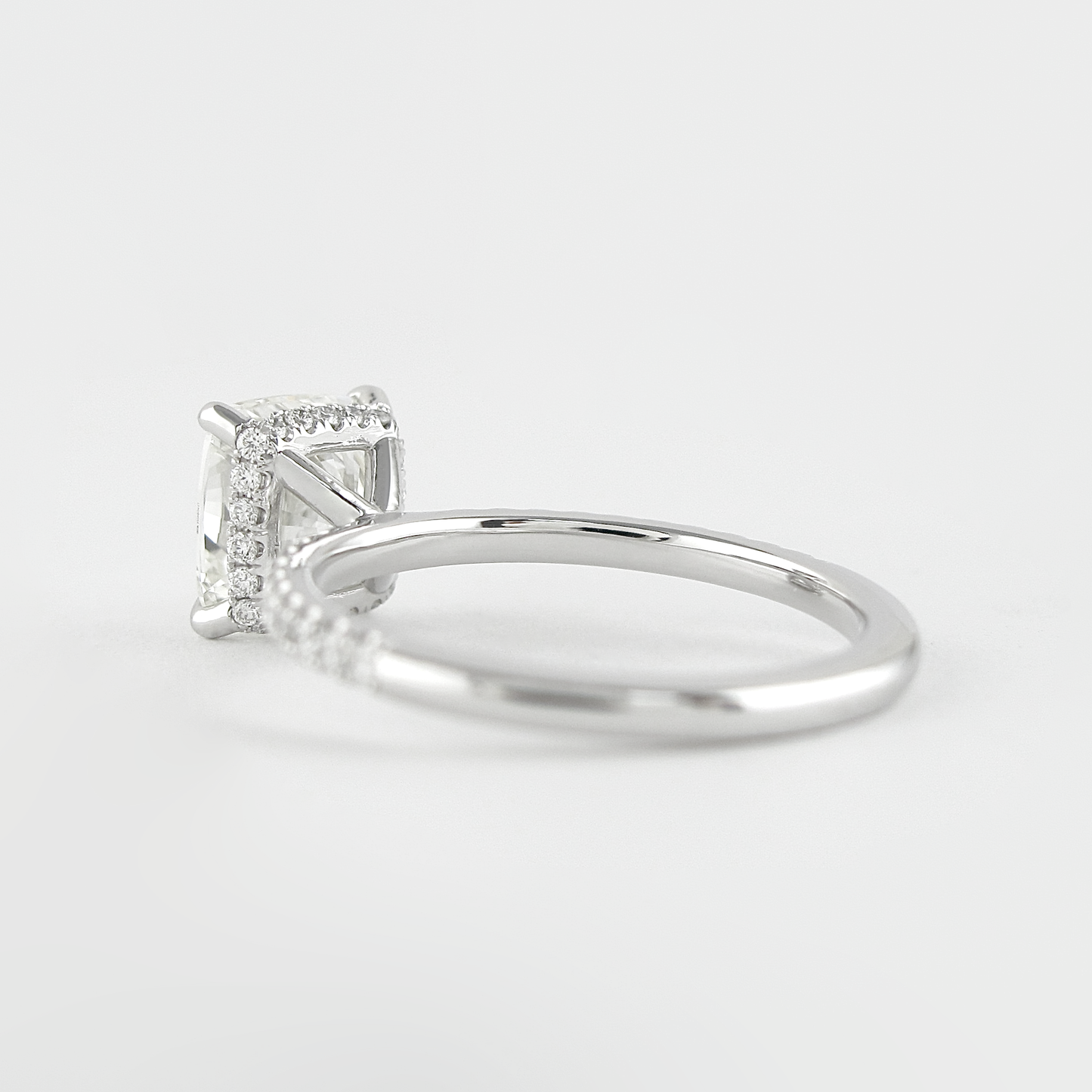 1.80 CT Cushion Hidden Halo & Pave Moissanite Engagement Ring