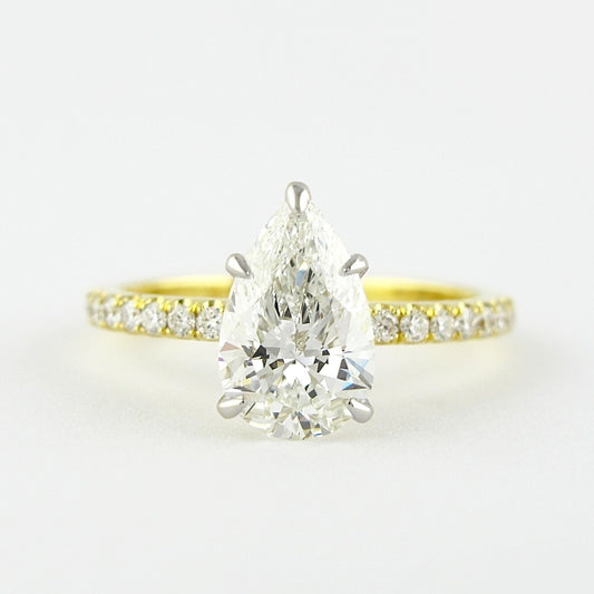 0.94 CT Pear Solitaire & Pave Setting Moissanite Engagement Ring