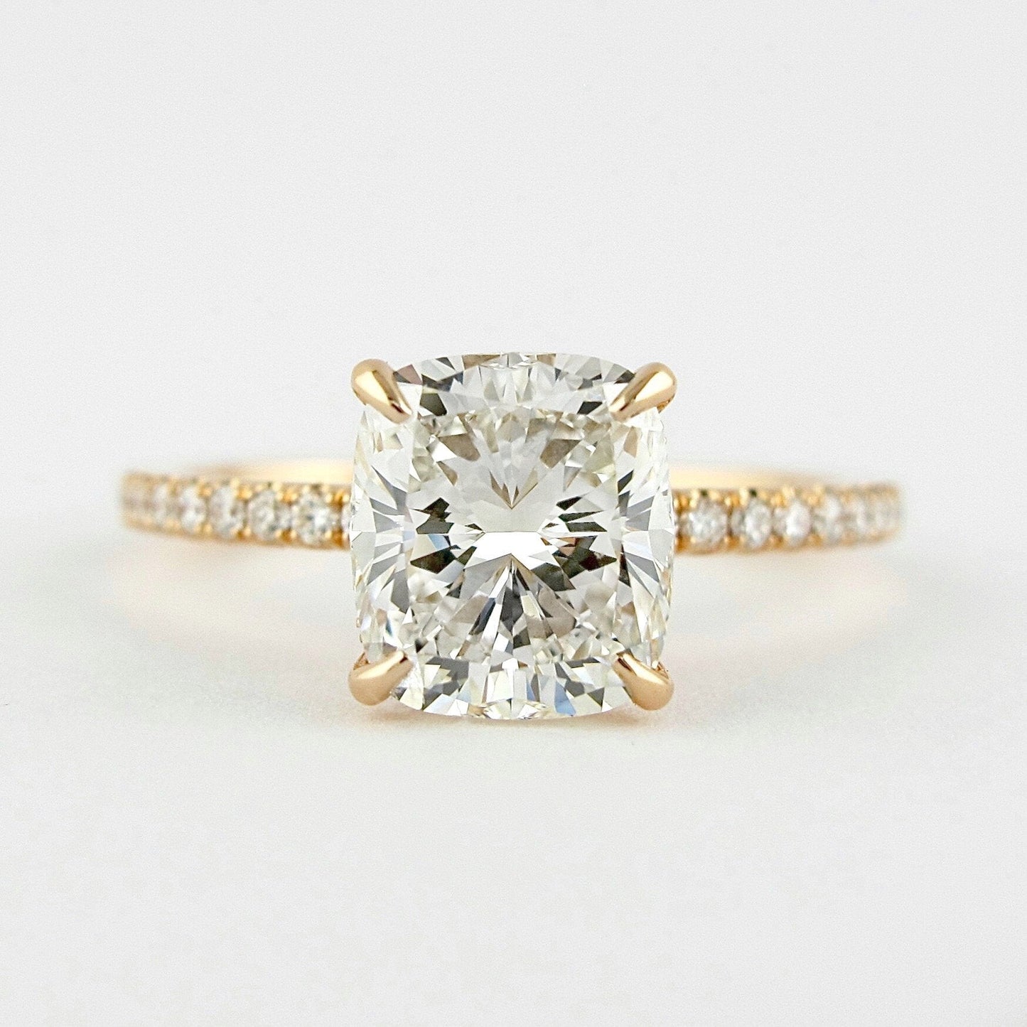 1.5 CT Cushion Hidden Halo & Pave Moissanite Engagement Ring