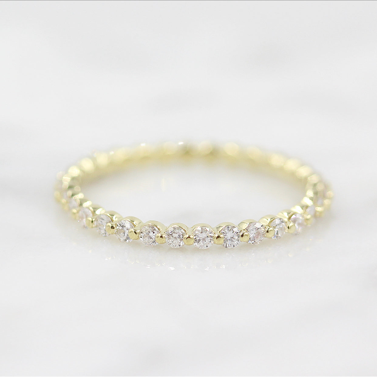 0.35 TCW Round Cut Half Eternity Moissanite Wedding Band