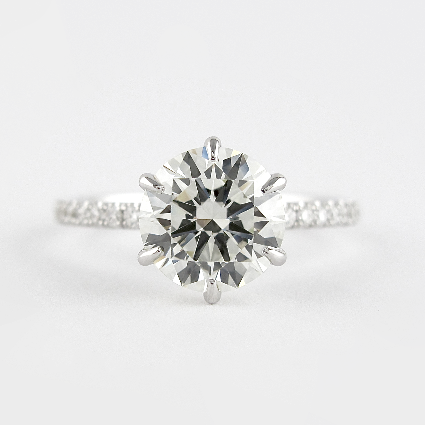 1.20 CT Round Solitaire & Pave Setting Moissanite Engagement Ring