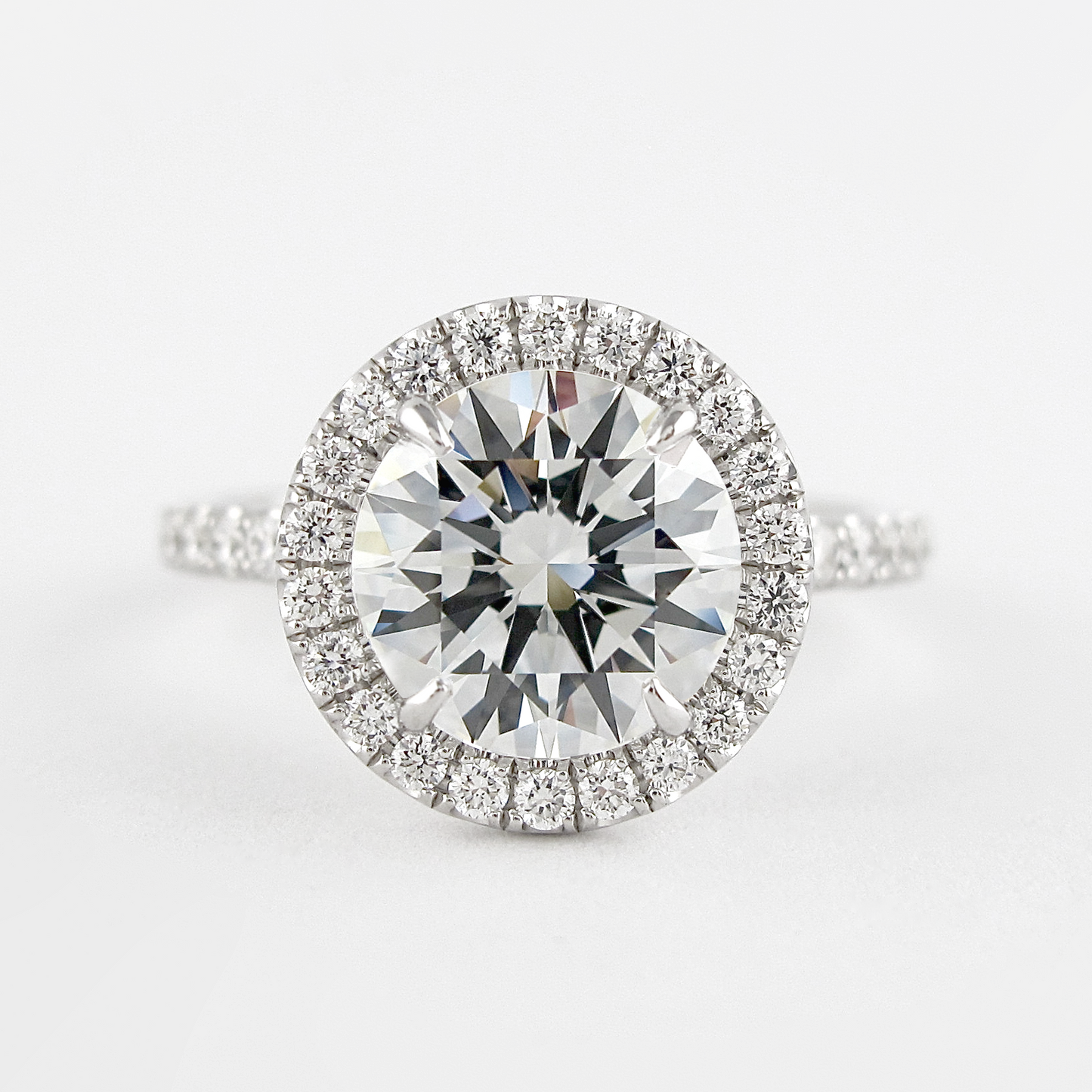 1.0 CT Round Cut Halo Style Moissanite Engagement Ring