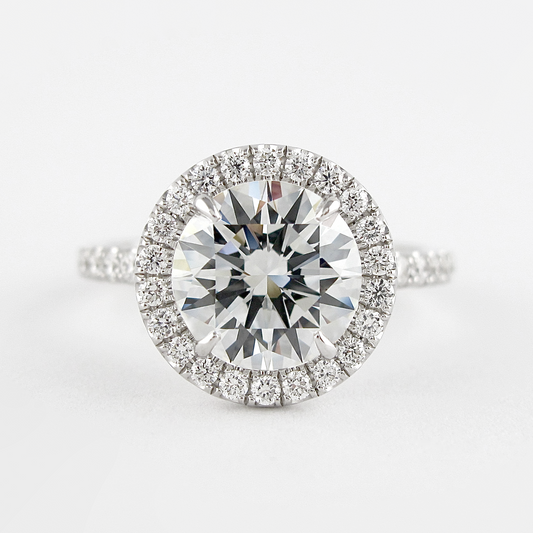 1.0 CT Round Cut Halo Style Moissanite Engagement Ring