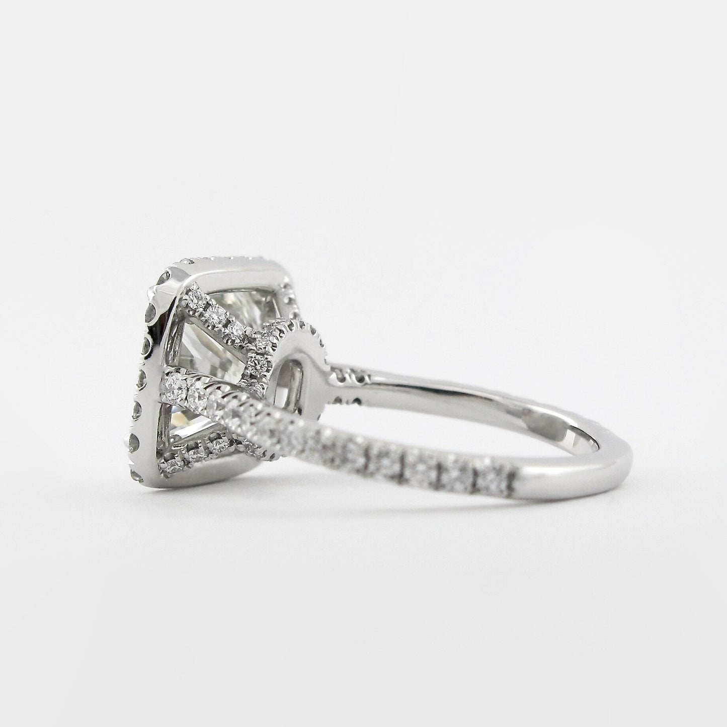 2.15 CT Cushion Cut Halo Style Moissanite Engagement Ring