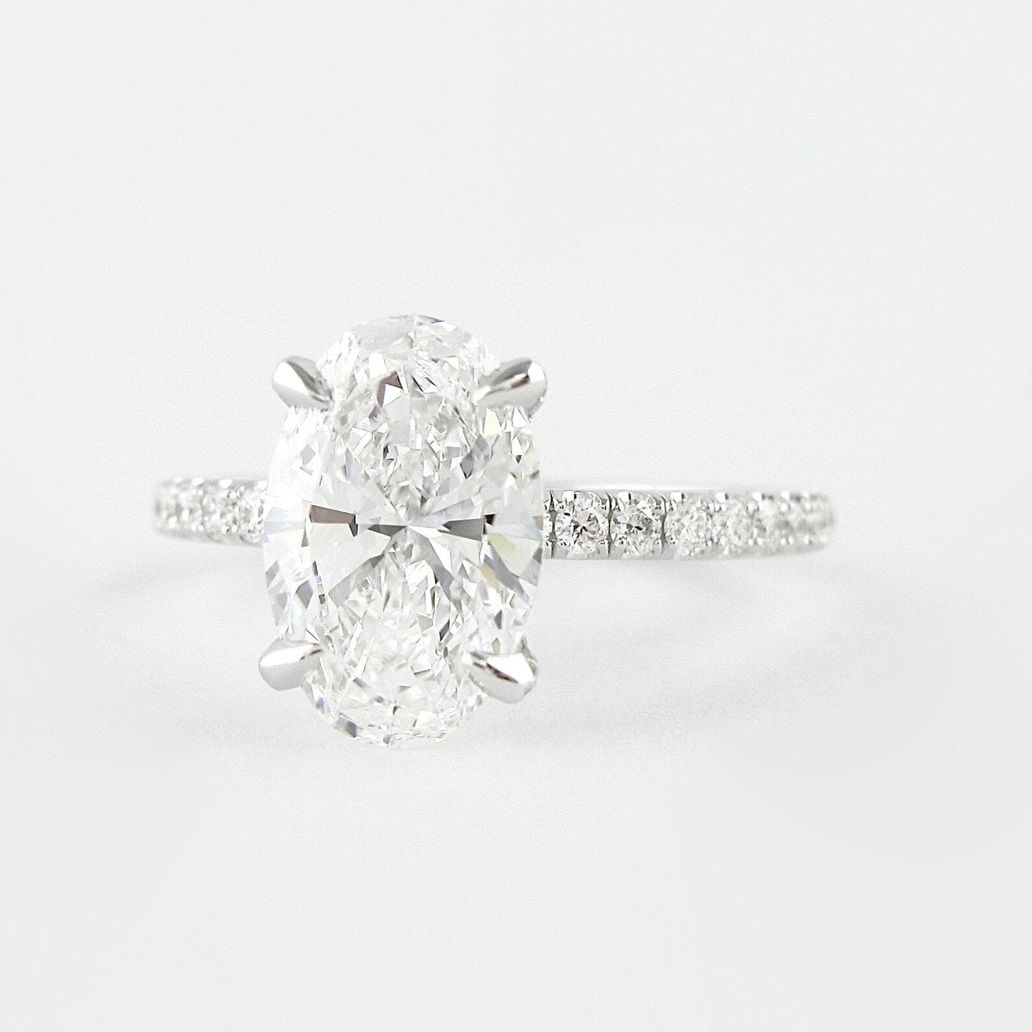 1.33 CT Oval Cut Pave Setting Moissanite Engagement Ring