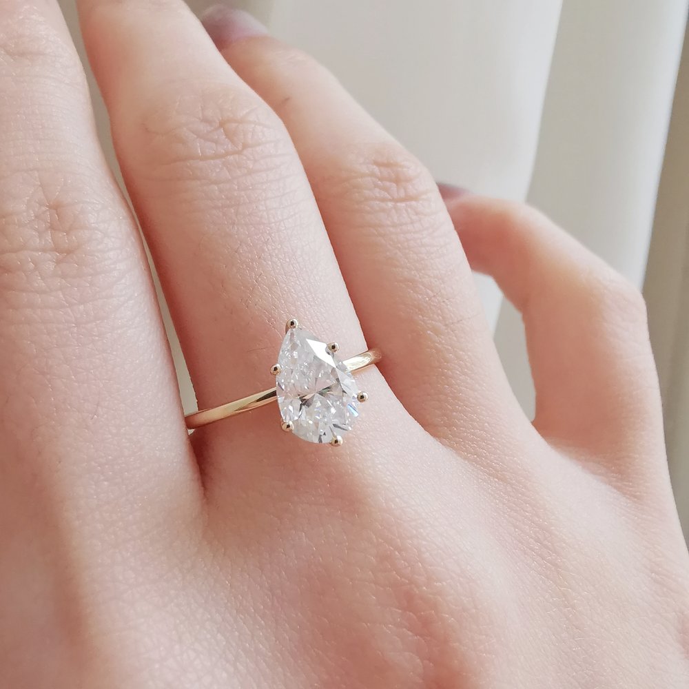 1.36 CT Pear Shaped Moissanite Solitaire Engagement Ring