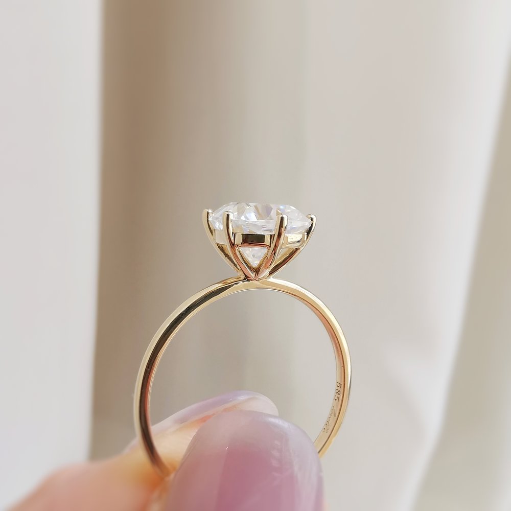 2.0 CT Cushion Shaped Moissanite Solitaire Engagement Ring