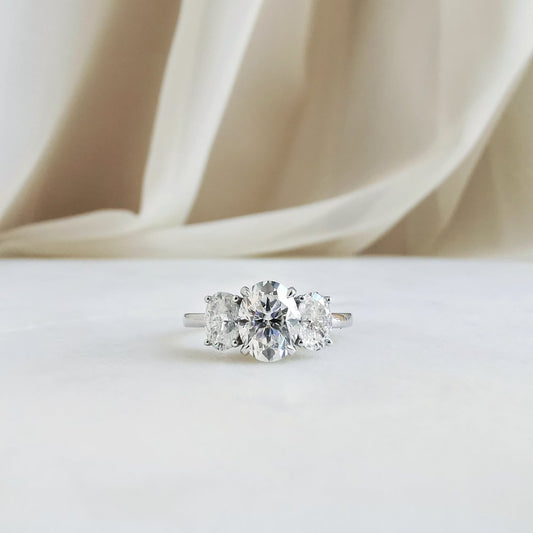 1.50 CT Oval Shaped Moissanite Three Stone Engagement Ring