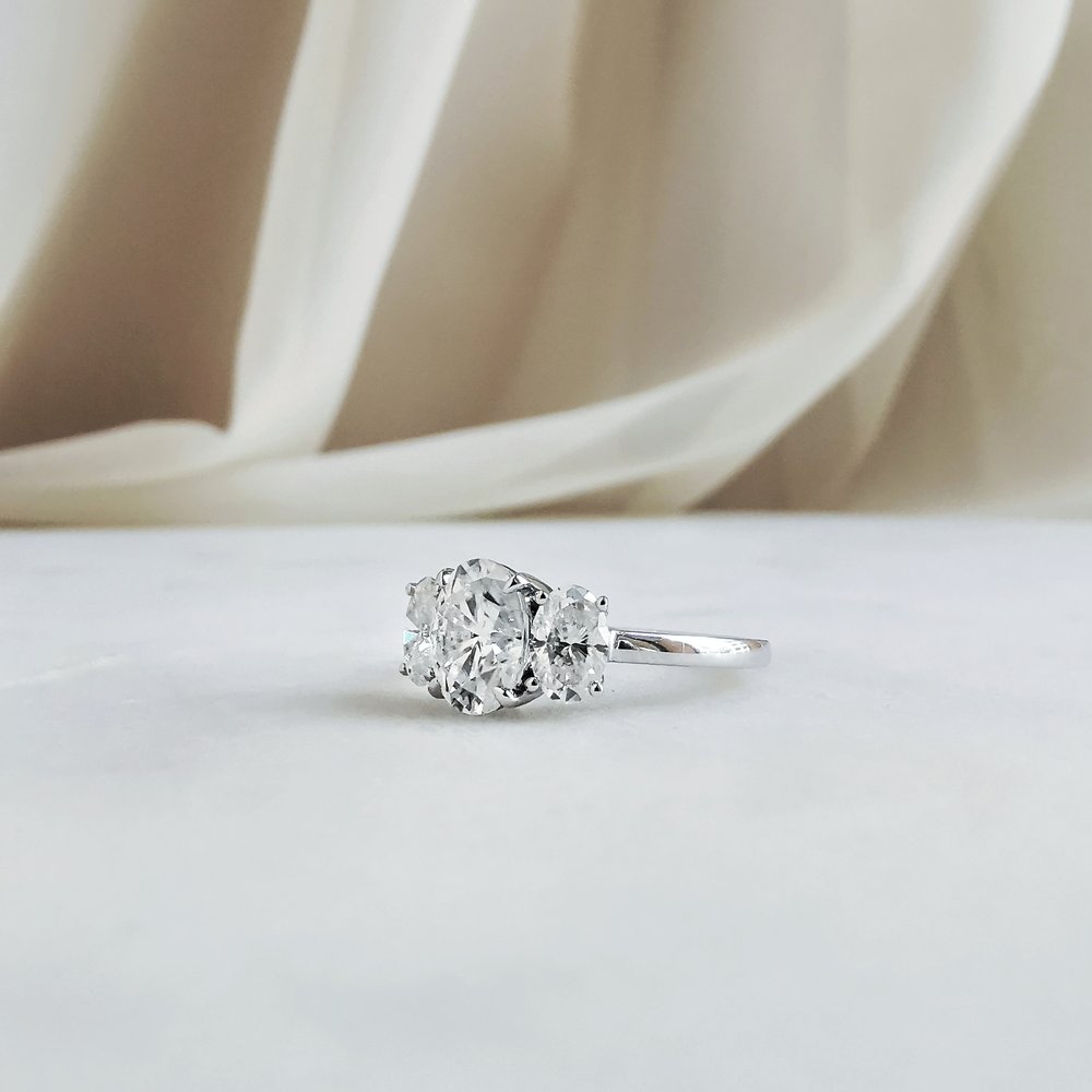 1.50 CT Oval Shaped Moissanite Three Stone Engagement Ring