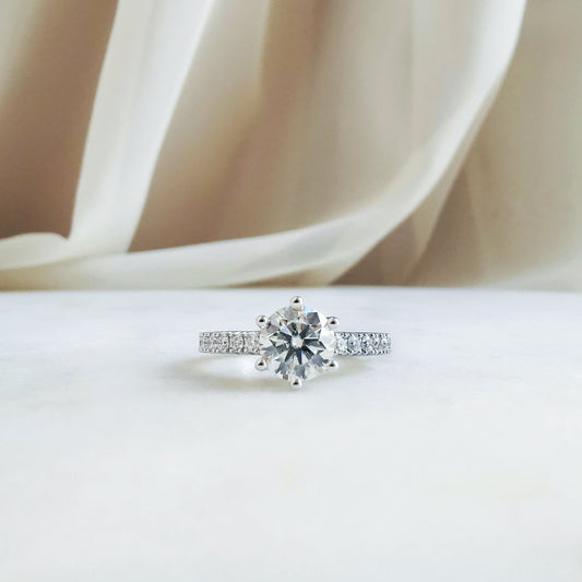 1.20 CT Round Shaped Moissanite Pave Setting Engagement Ring