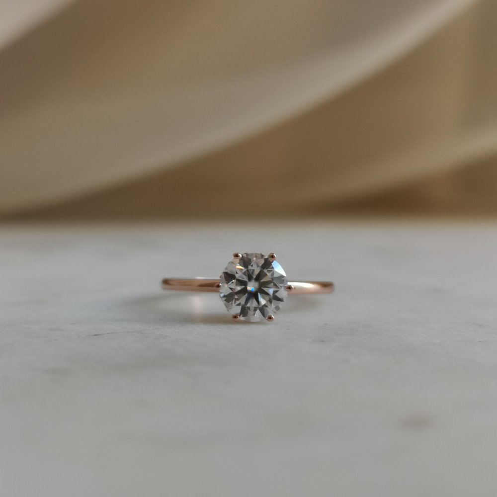 3.0 CT Round Shaped Moissanoite Hidden Halo Engagement Ring