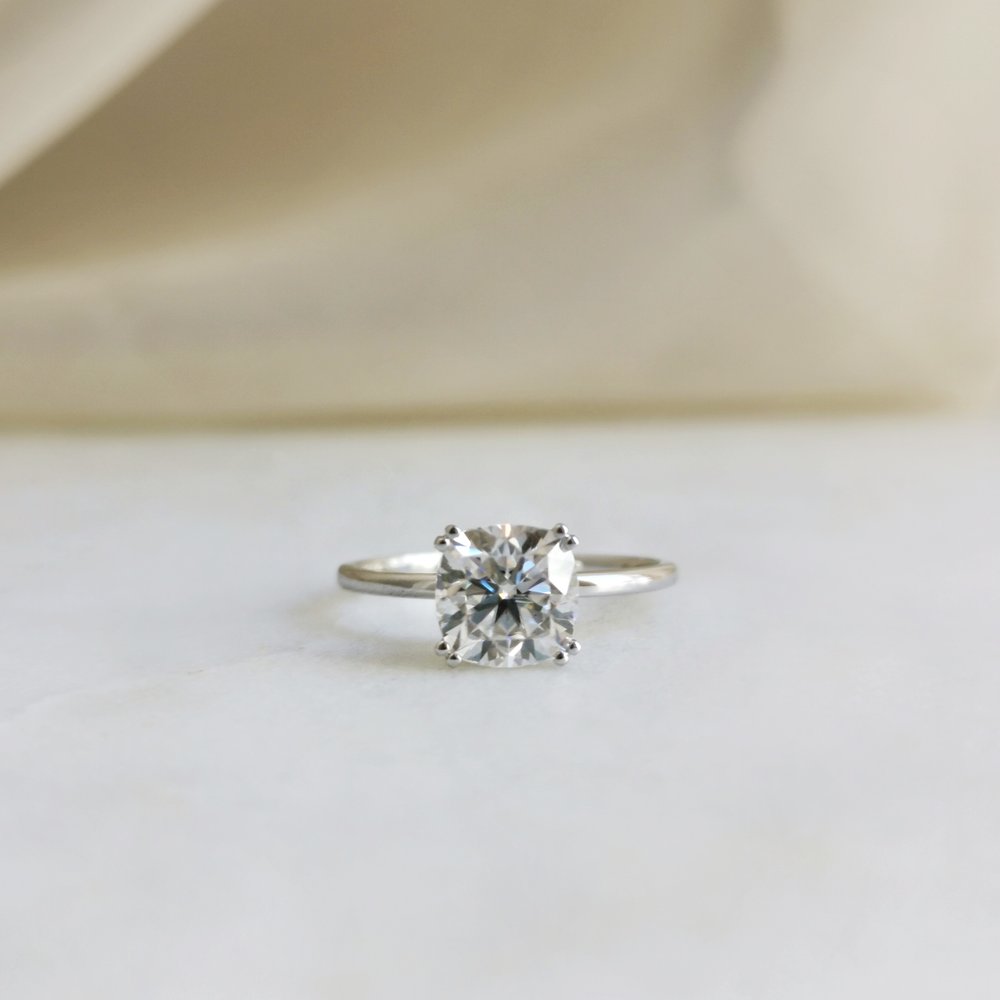 1.60 CT Cushion Shaped Moissanite Solitaire Engagement Ring