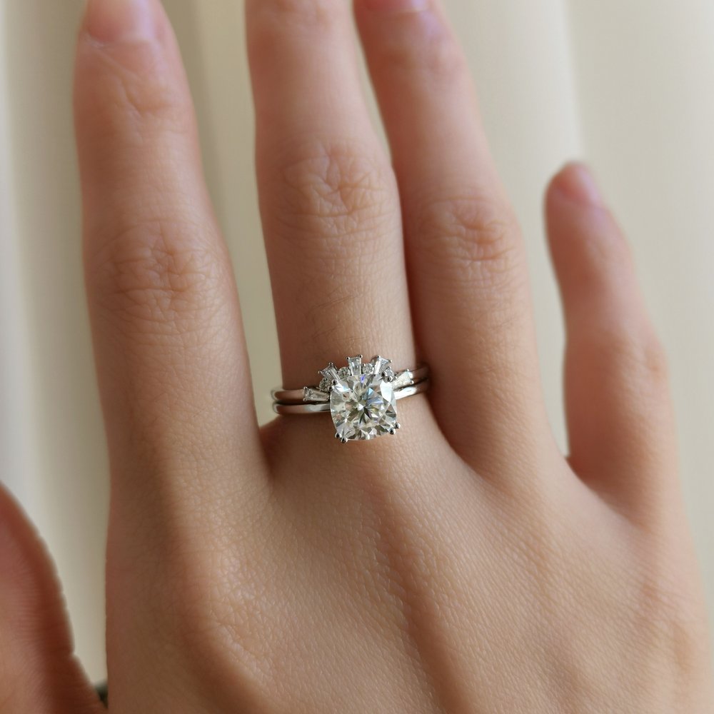 1.60 CT Cushion Shaped Moissanite Solitaire Engagement Ring