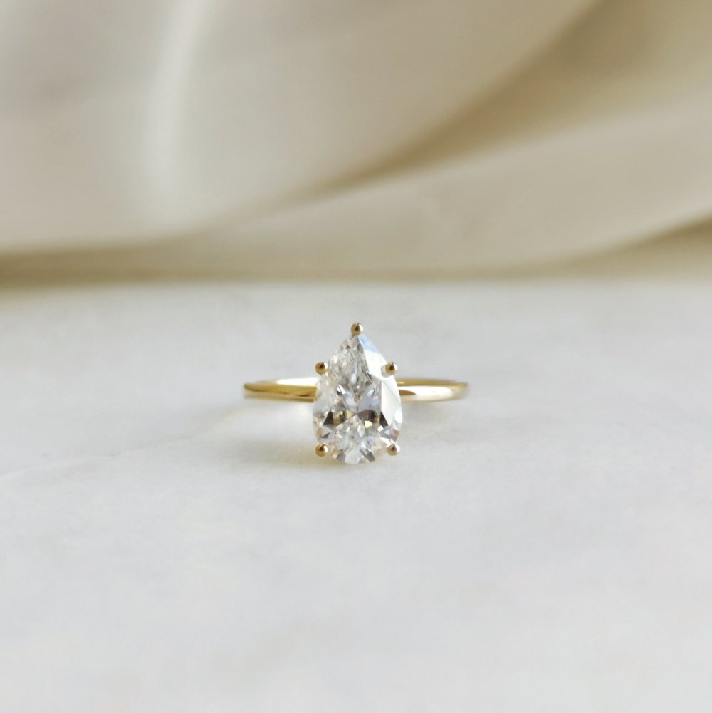 1.36 CT Pear Shaped Moissanite Solitaire Engagement Ring