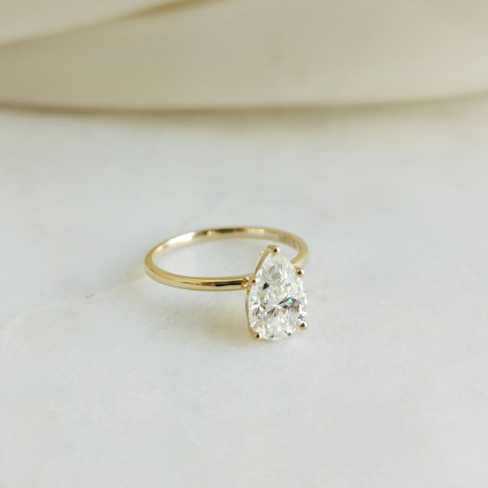 1.36 CT Pear Shaped Moissanite Solitaire Engagement Ring