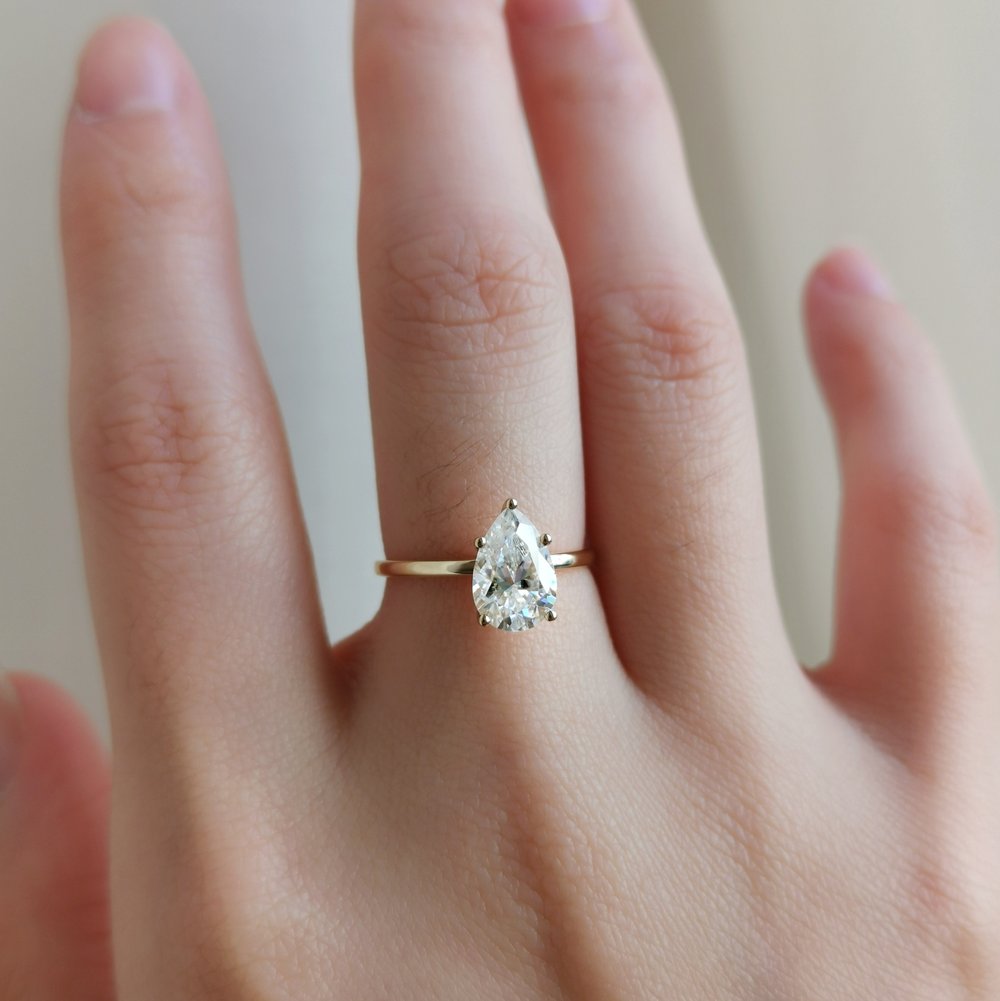 1.36 CT Pear Shaped Moissanite Solitaire Engagement Ring