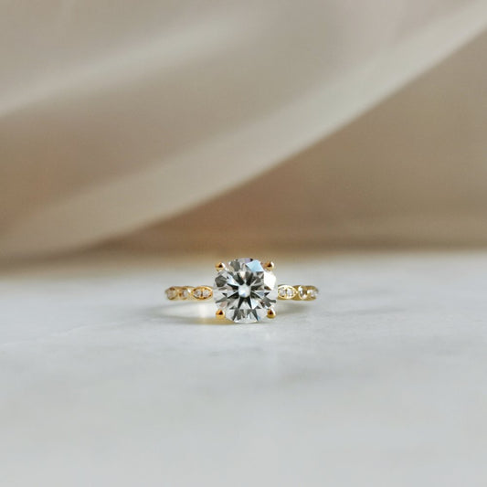 1.20 CT Round Shaped Moissanite Pave Setting Engagement Ring