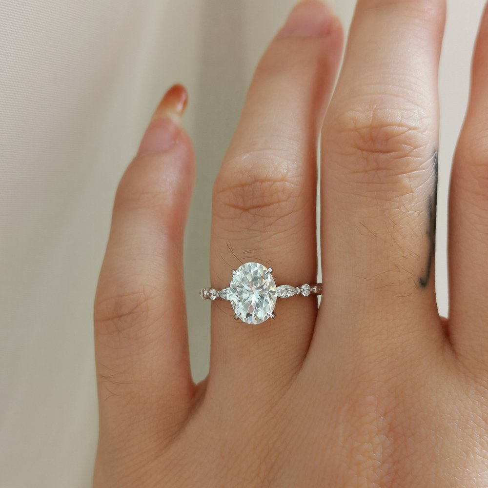 1.70 CT Oval Shaped Moissanite Solitaire Engagement Ring