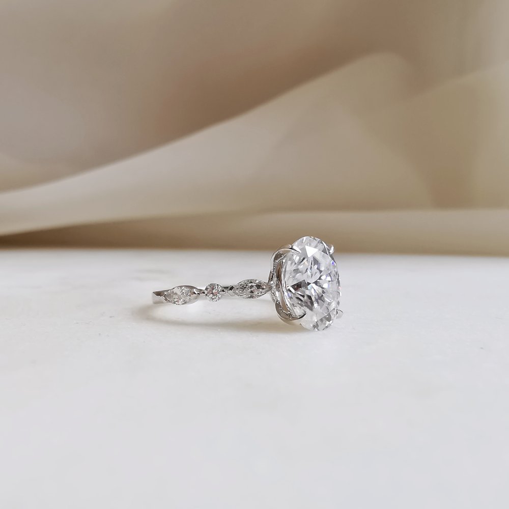 1.70 CT Oval Shaped Moissanite Solitaire Engagement Ring