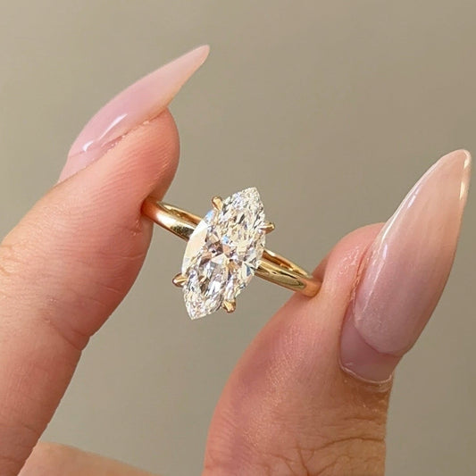 2 CT Marquise Hidden Halo Moissanite Engagement Ring