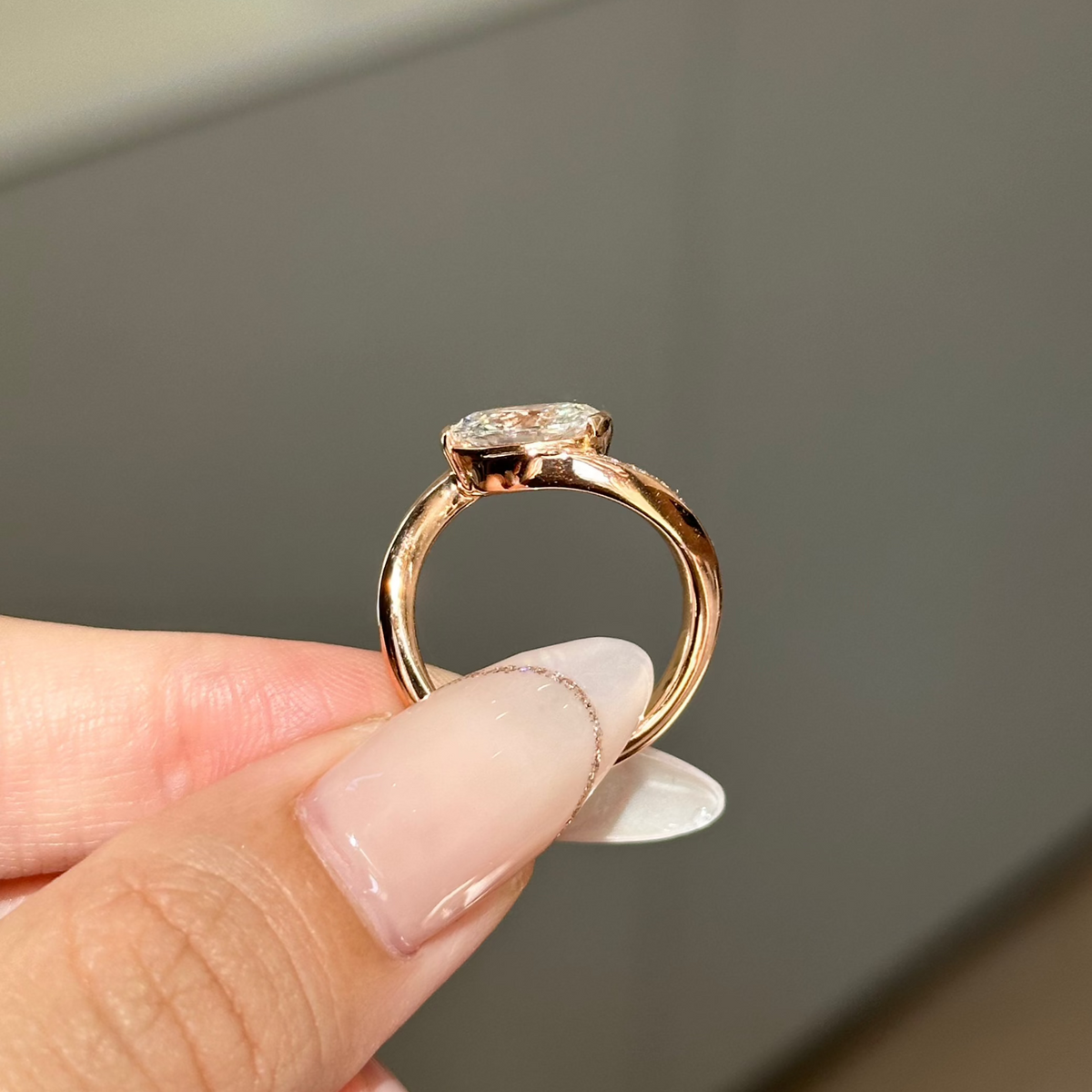 1.59 CT Oval Swirl Pave Moissanite Engagement Ring