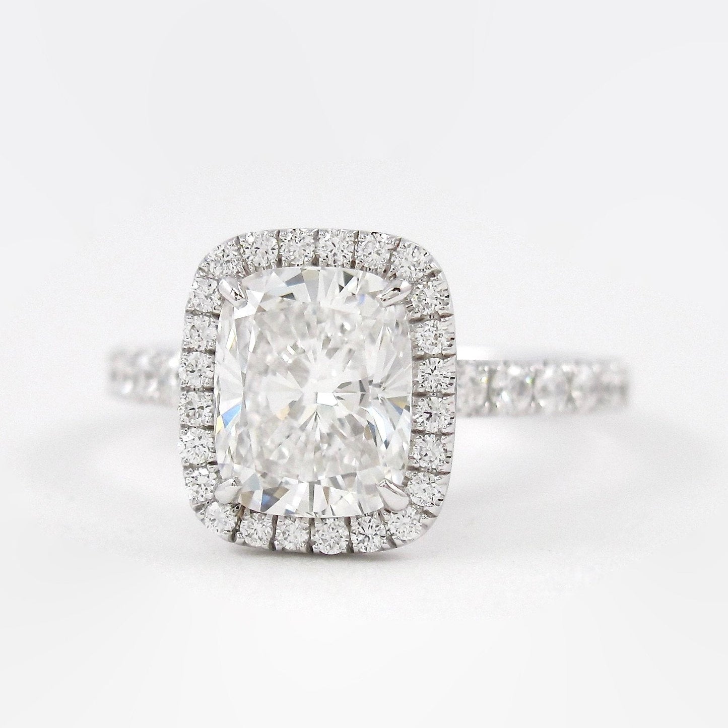 2.0 CT Elongated Cushion Halo Style Moissanite Engagement Ring