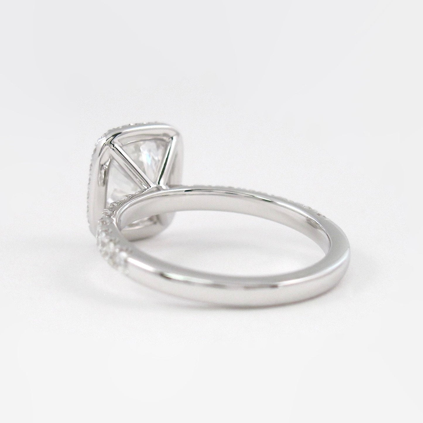 2.0 CT Elongated Cushion Halo Style Moissanite Engagement Ring