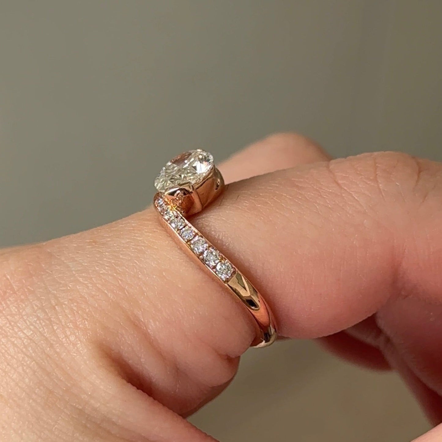 1.59 CT Oval Swirl Pave Moissanite Engagement Ring