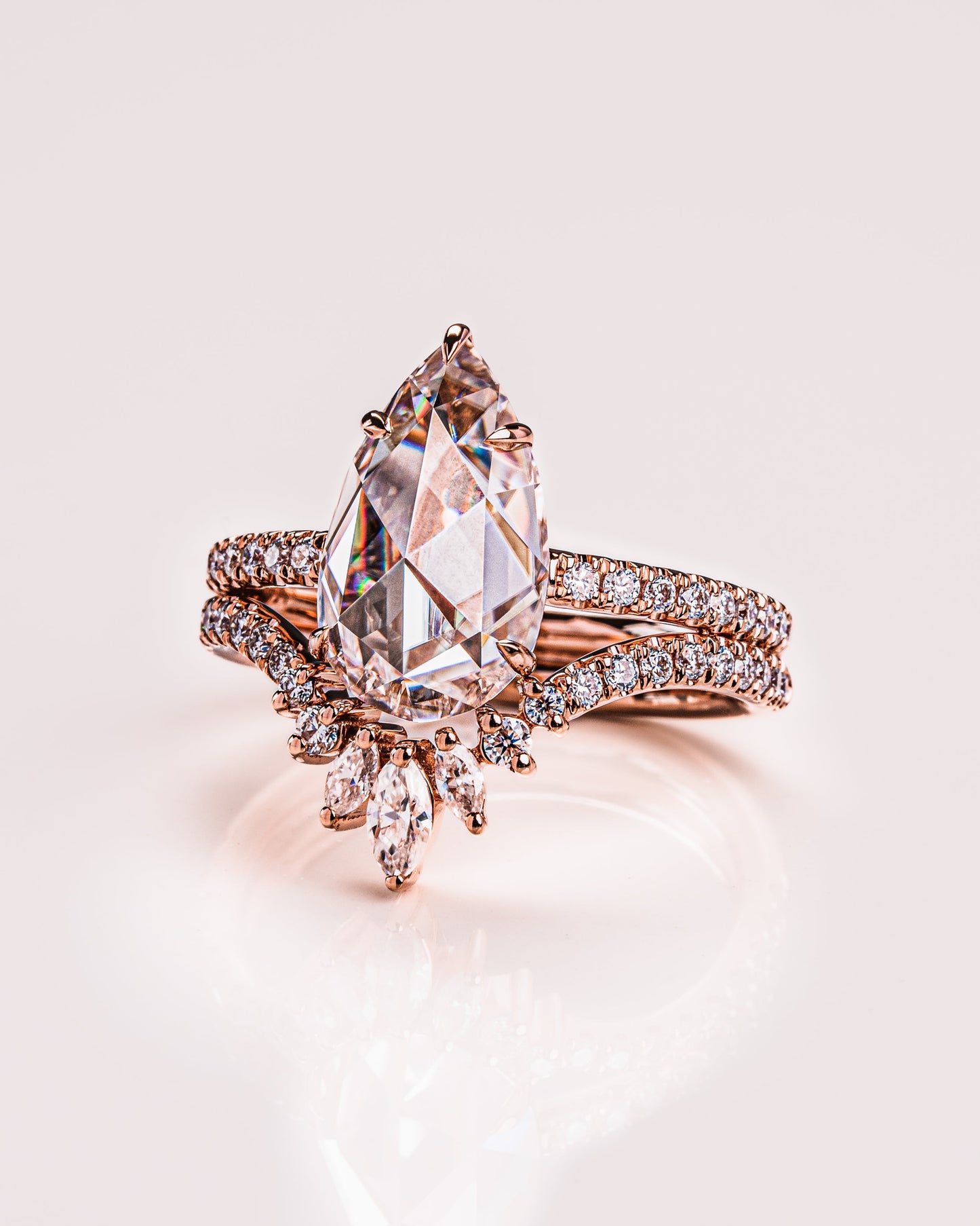 3.09 CT Pear Cut Moissanite Solitaire Bridal Ring Set