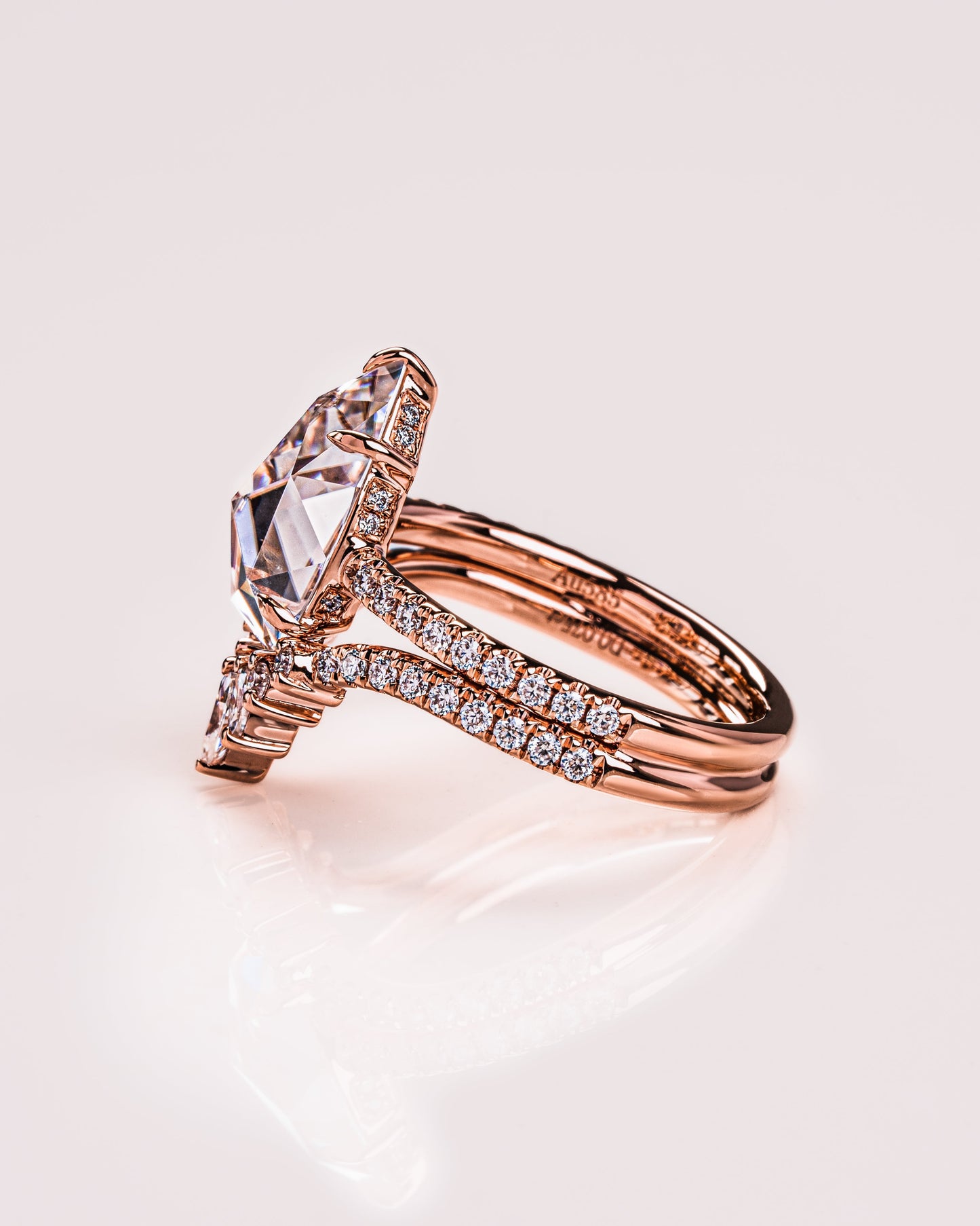3.09 CT Pear Cut Moissanite Solitaire Bridal Ring Set