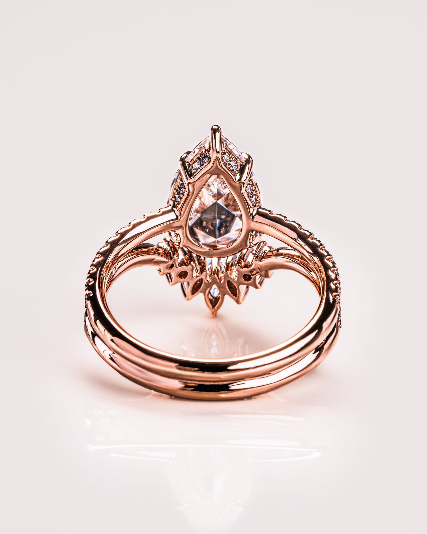 3.09 CT Pear Cut Moissanite Solitaire Bridal Ring Set