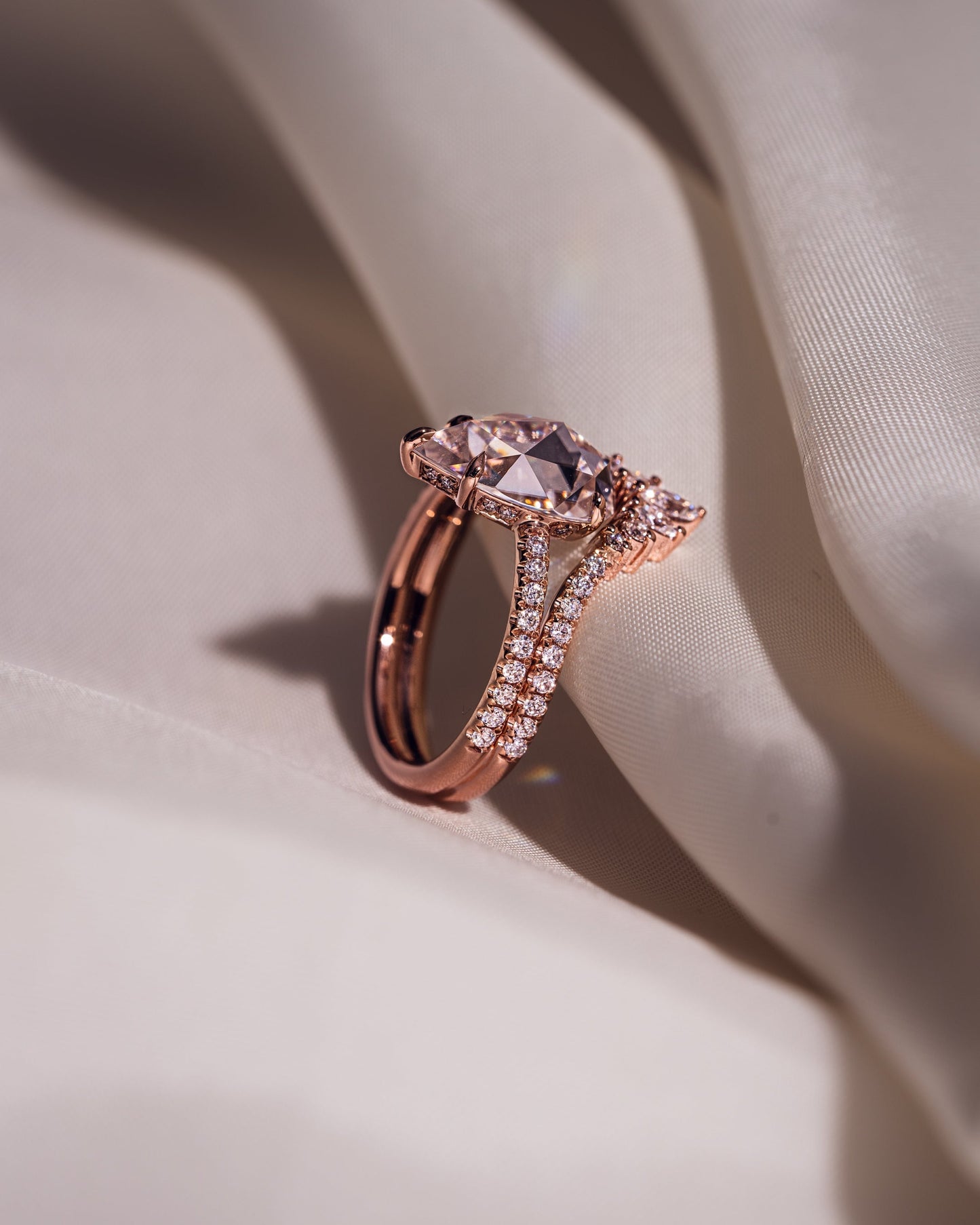 3.09 CT Pear Cut Moissanite Solitaire Bridal Ring Set