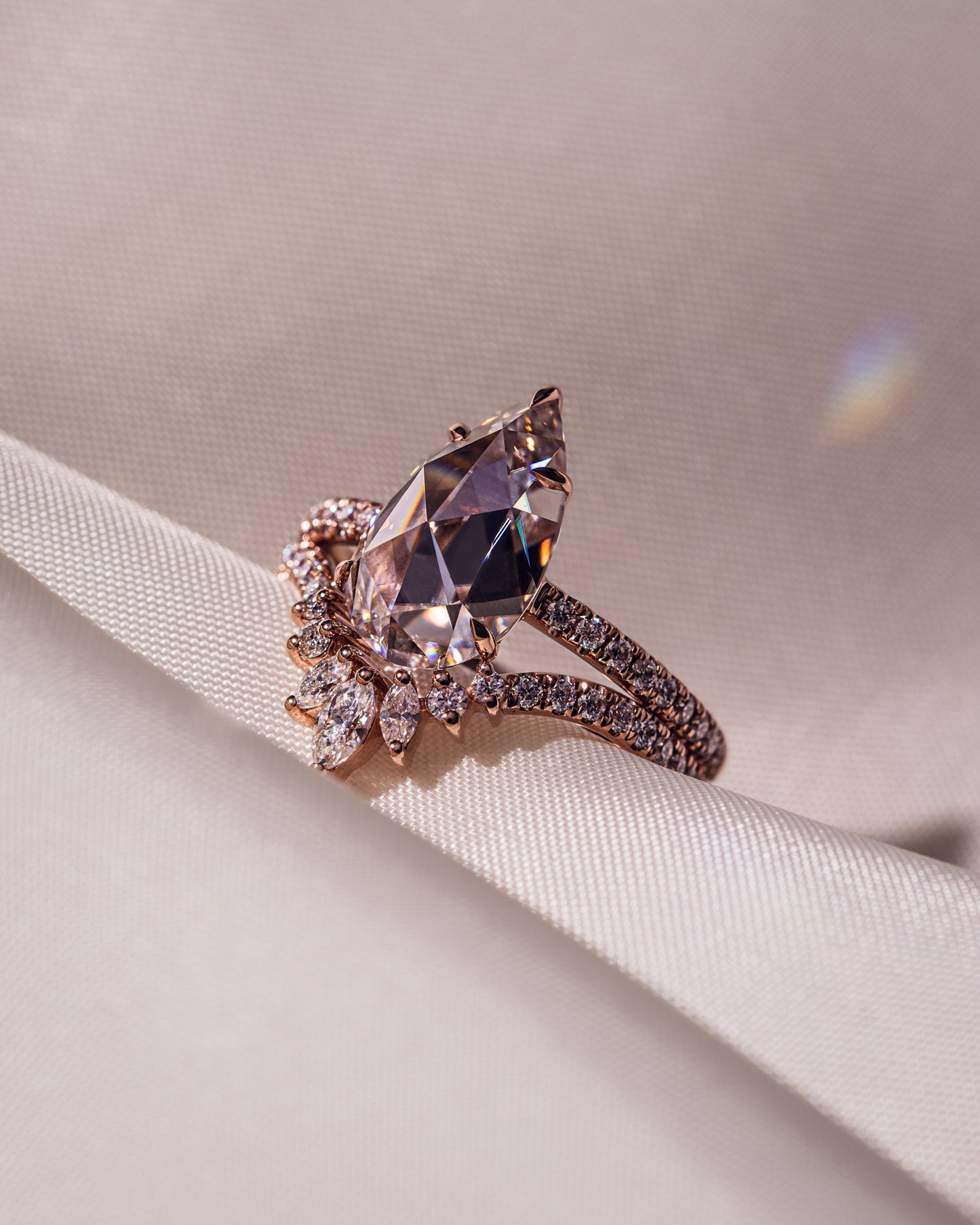 3.09 CT Pear Cut Moissanite Solitaire Bridal Ring Set