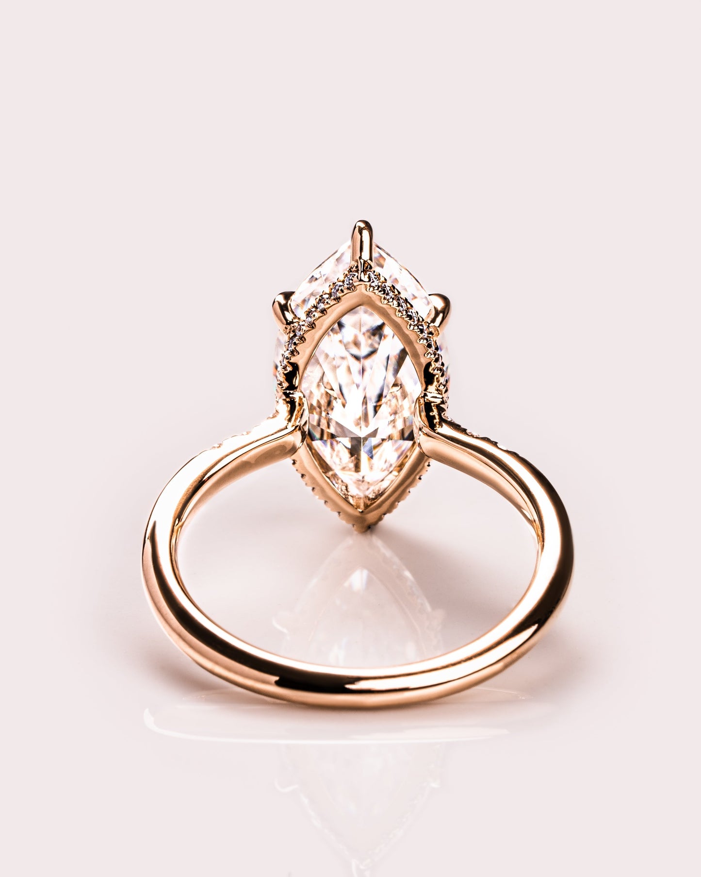 2.48 CT Marquise Cut Solitaire Moissanite Engagement Ring With Hidden Halo Setting