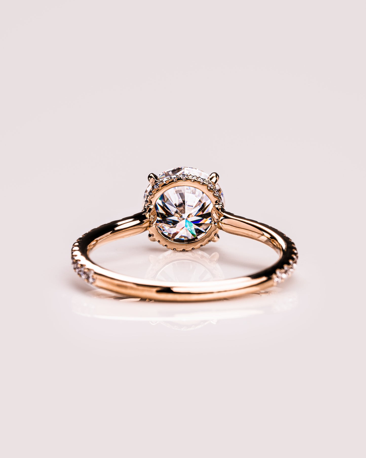 2.26 CT Round Cut Solitaire Moissanite Engagement Ring With Hidden Halo Setting