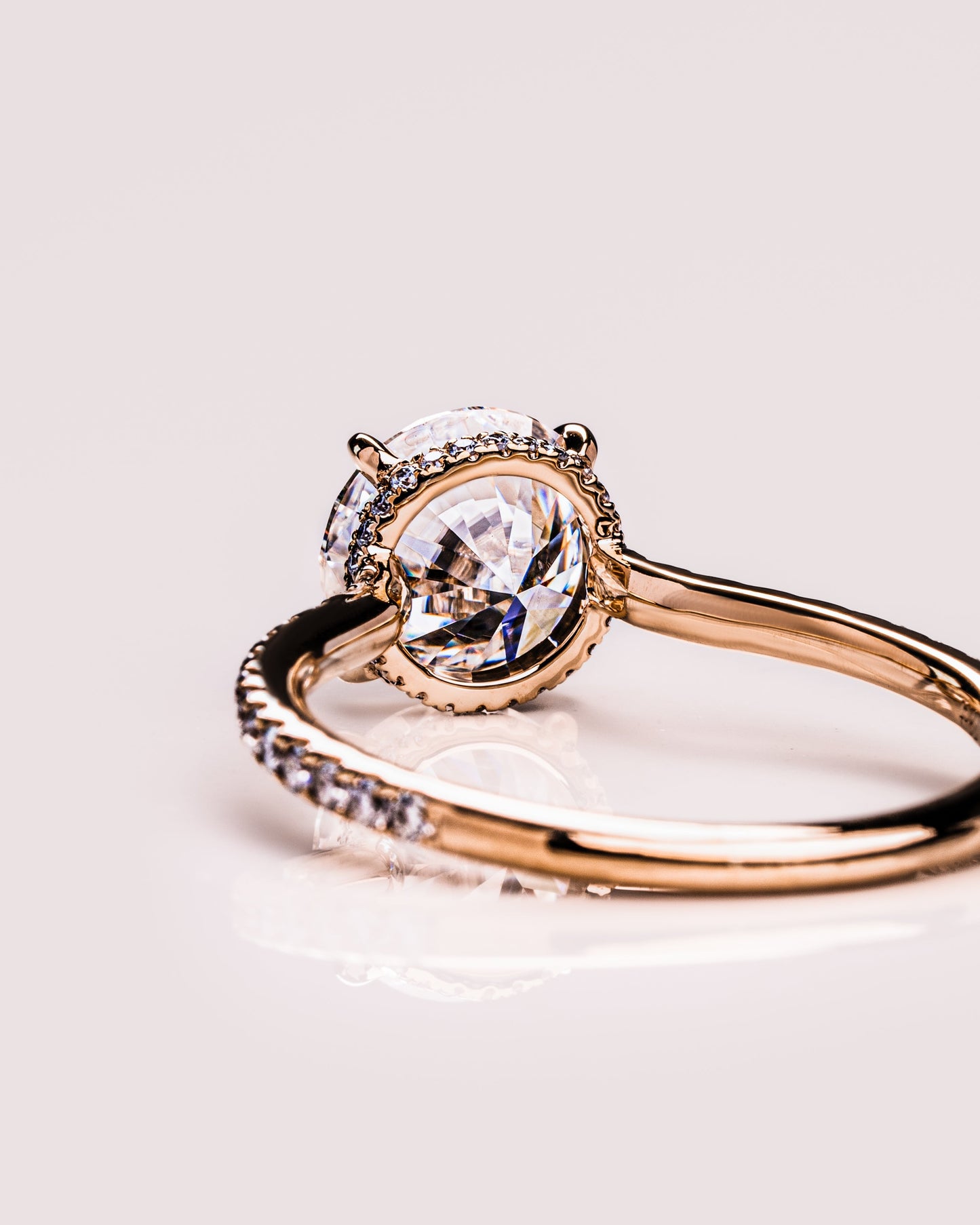 2.26 CT Round Cut Solitaire Moissanite Engagement Ring With Hidden Halo Setting