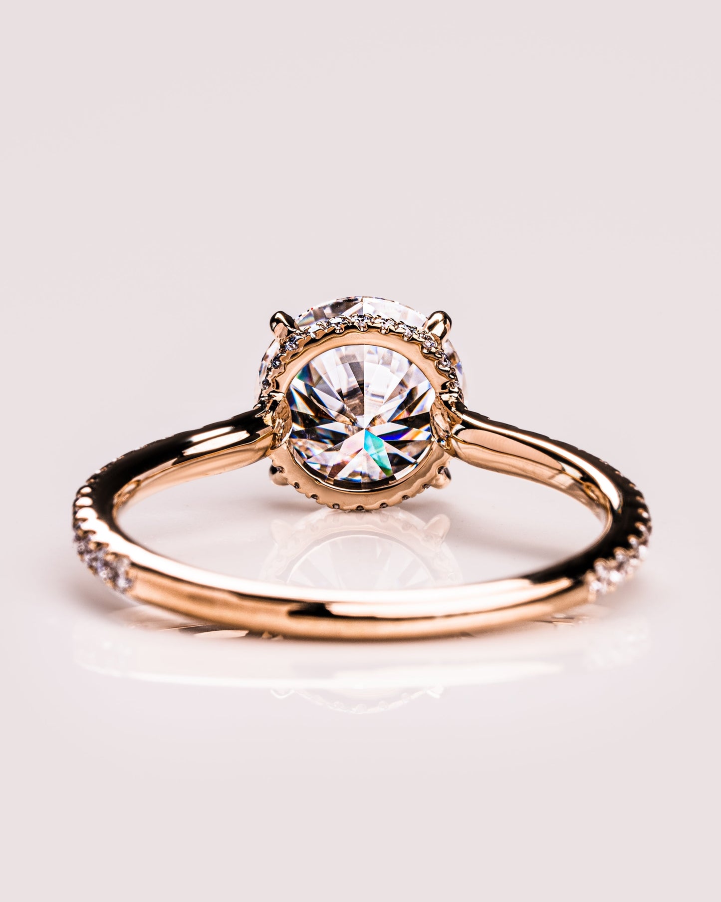 2.26 CT Round Cut Solitaire Moissanite Engagement Ring With Hidden Halo Setting