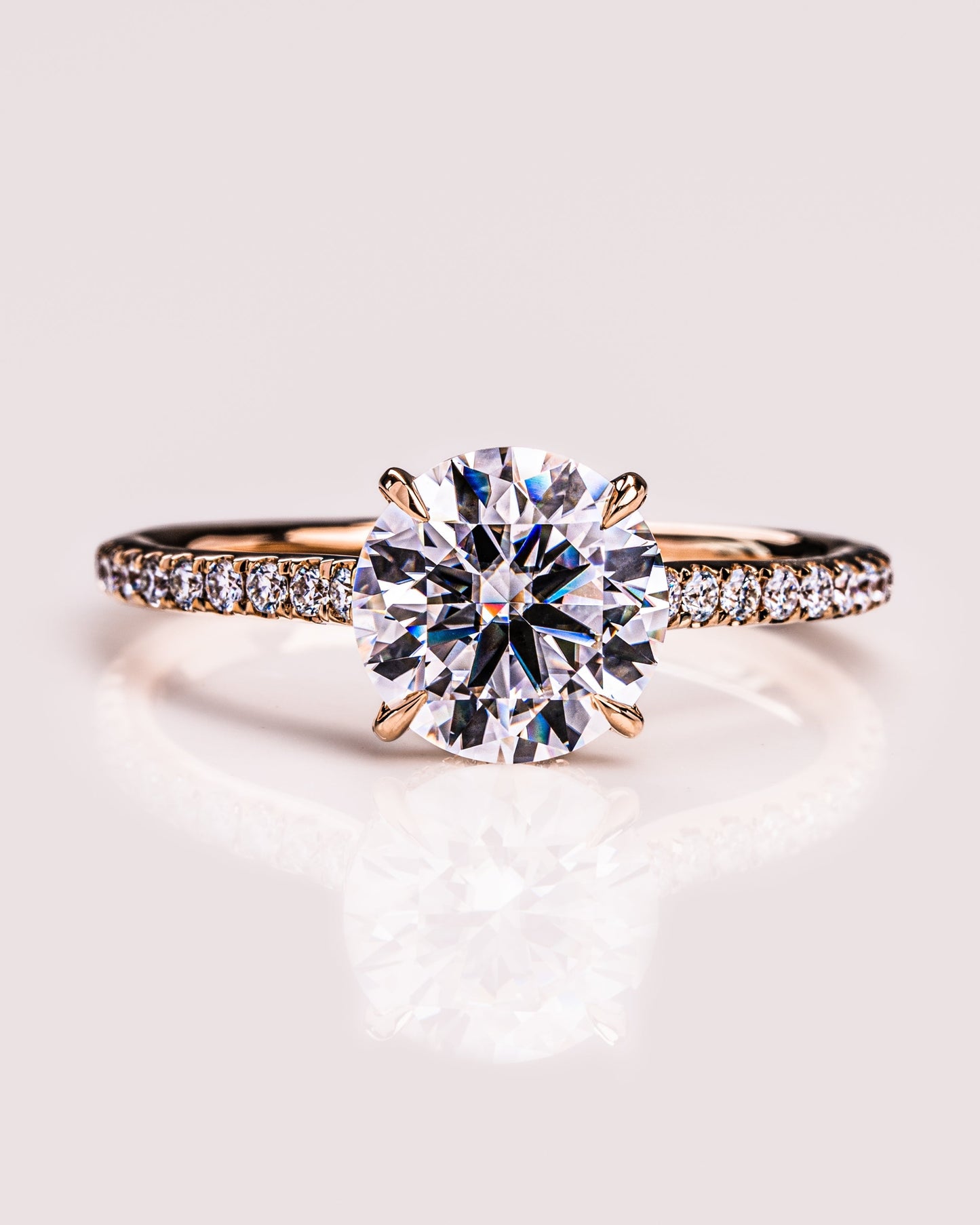 2.26 CT Round Cut Solitaire Moissanite Engagement Ring With Hidden Halo Setting
