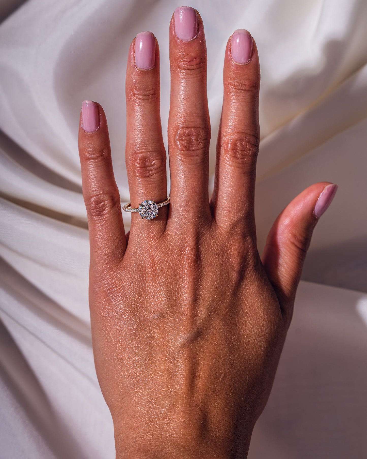 2.26 CT Round Cut Solitaire Moissanite Engagement Ring With Hidden Halo Setting