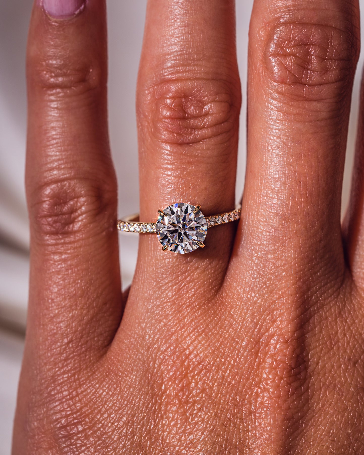 2.26 CT Round Cut Solitaire Moissanite Engagement Ring With Hidden Halo Setting
