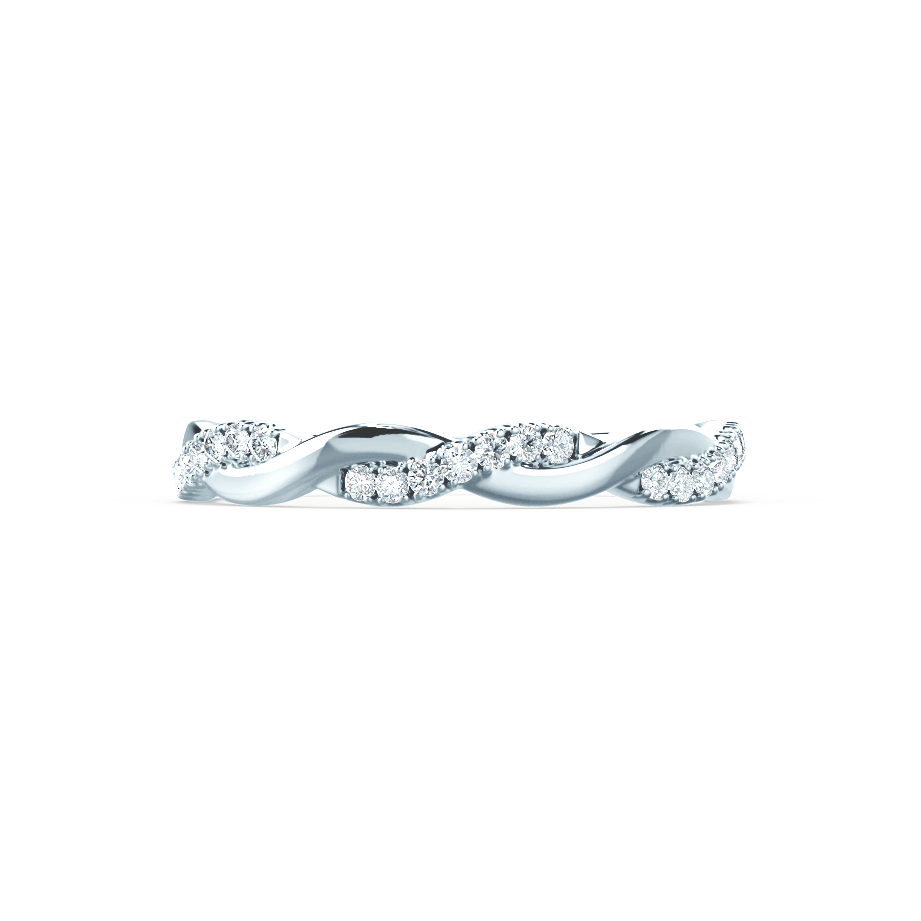 0.20 CT Round Shaped Moissanite Twig Style Wedding Band