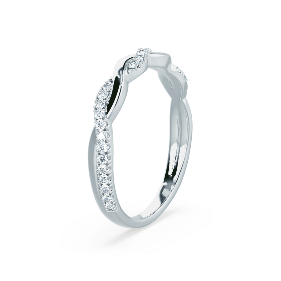 0.20 CT Round Shaped Moissanite Twisted Style Wedding Band