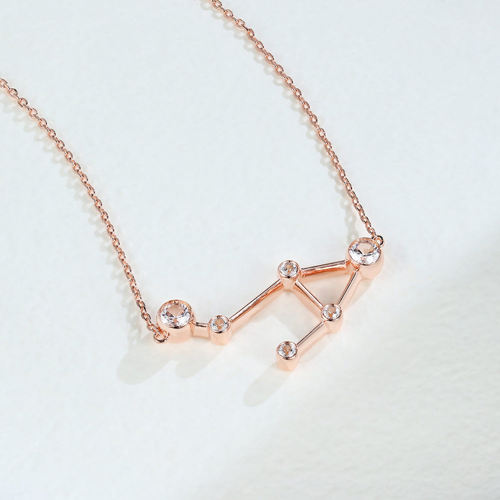 0.69 TCW Round Moissanite Libra-Zodiac Sign Necklace